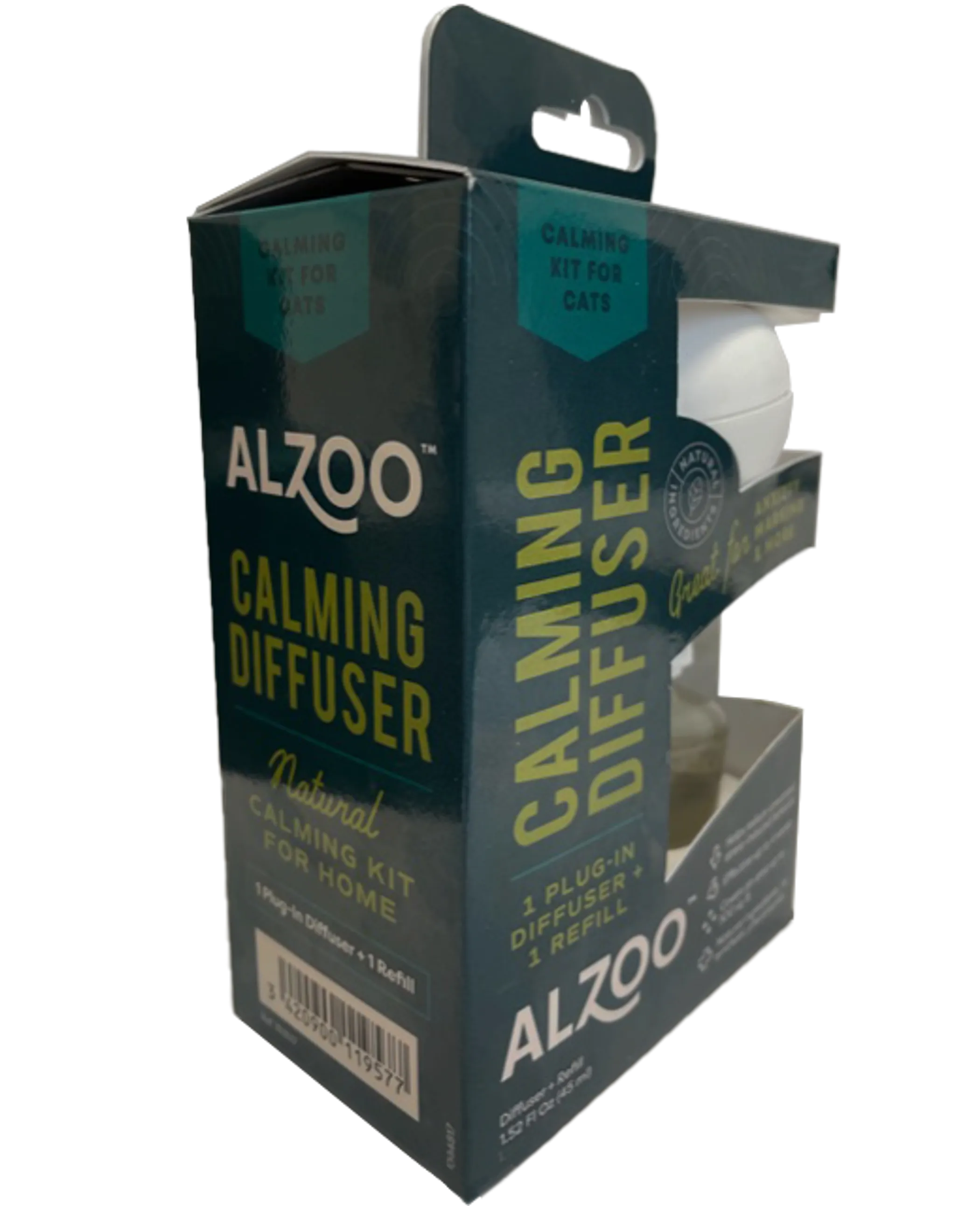 Plant-Based Calming Diffuser Plug-In Kit for Cats label close-up | CalmPaws