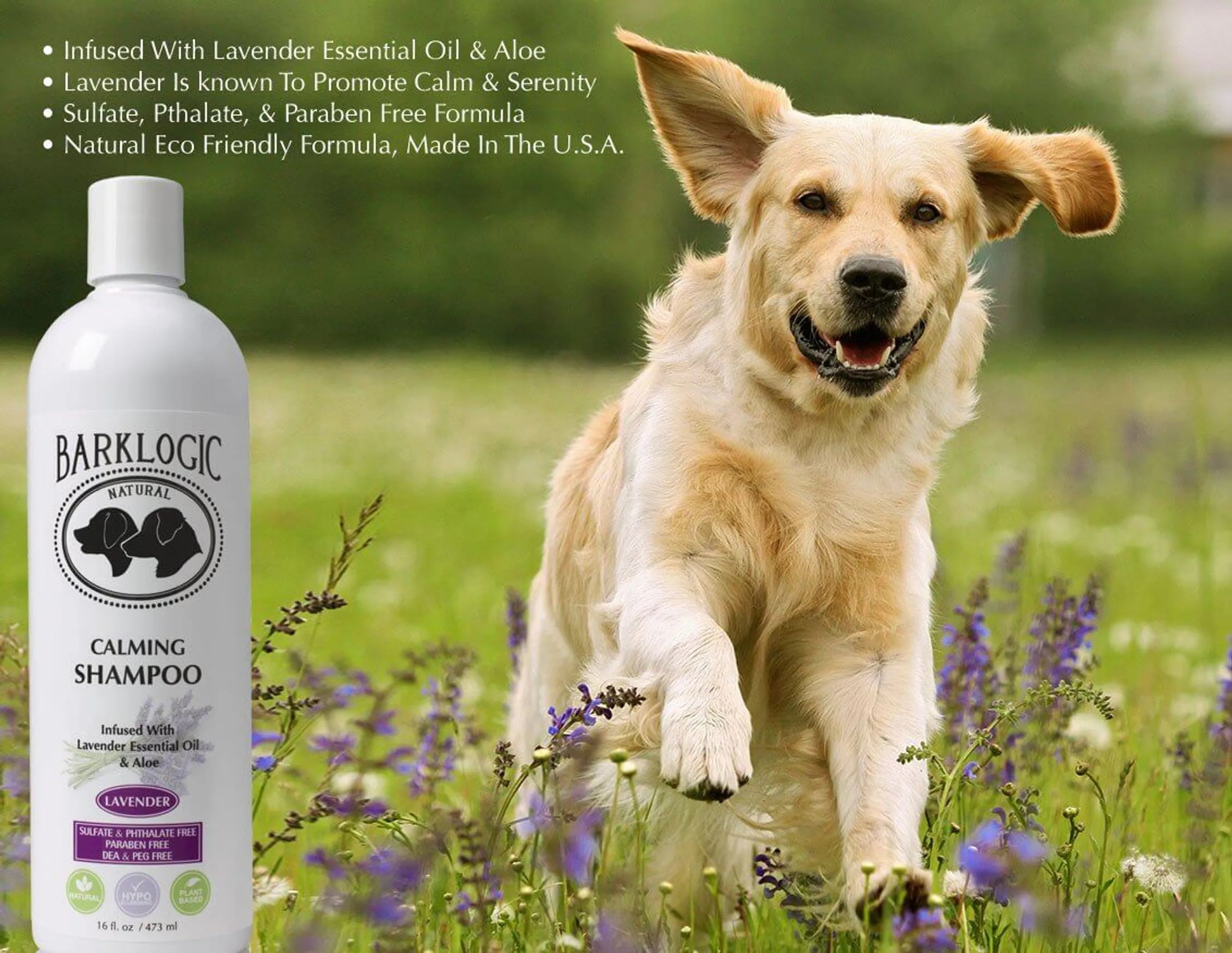 Calming Lavender Shampoo for Dogs - Sulfate-Free back view | CalmPaws