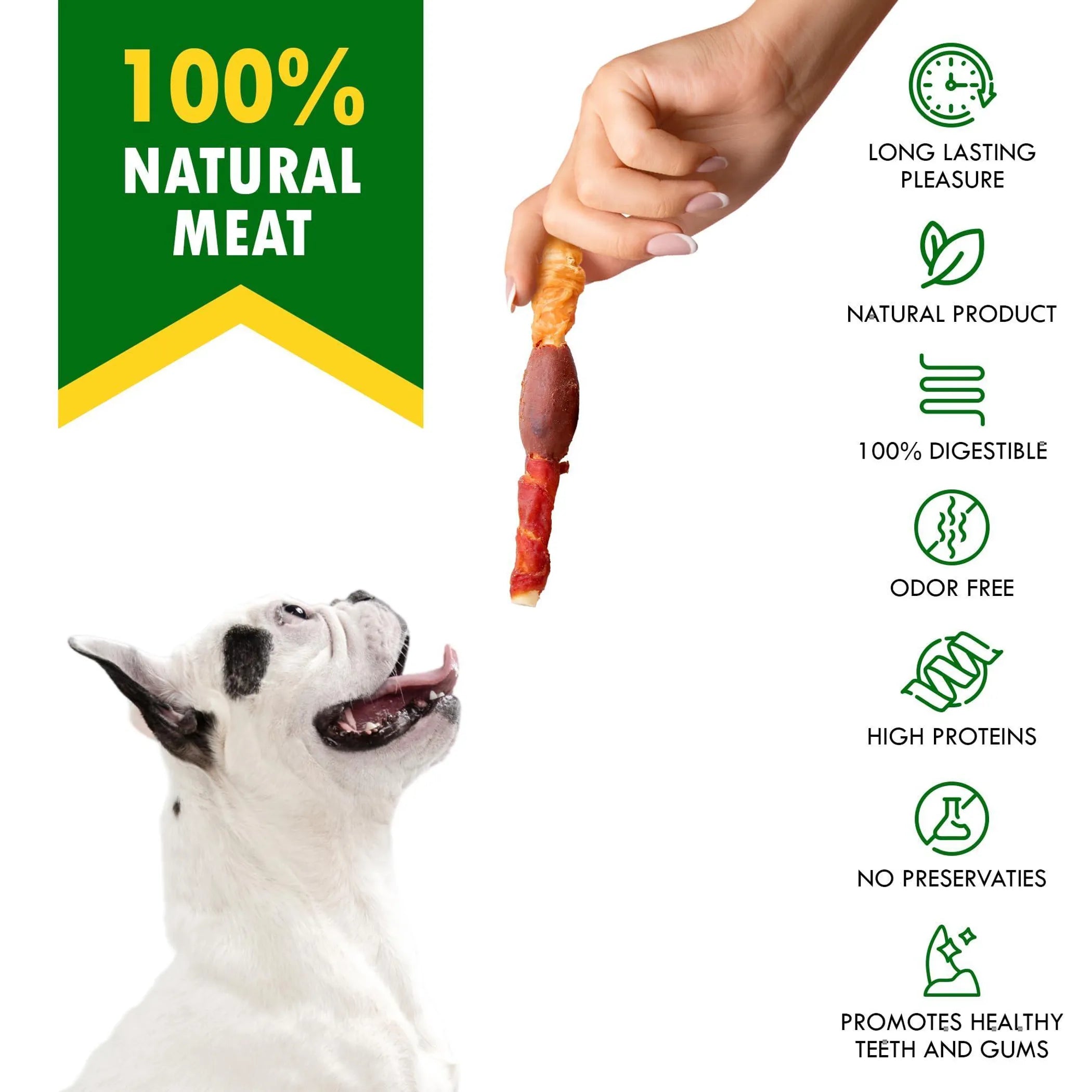Triple Flavor Dog Rawhide Treats Duck & Chicken side view | CalmPaws