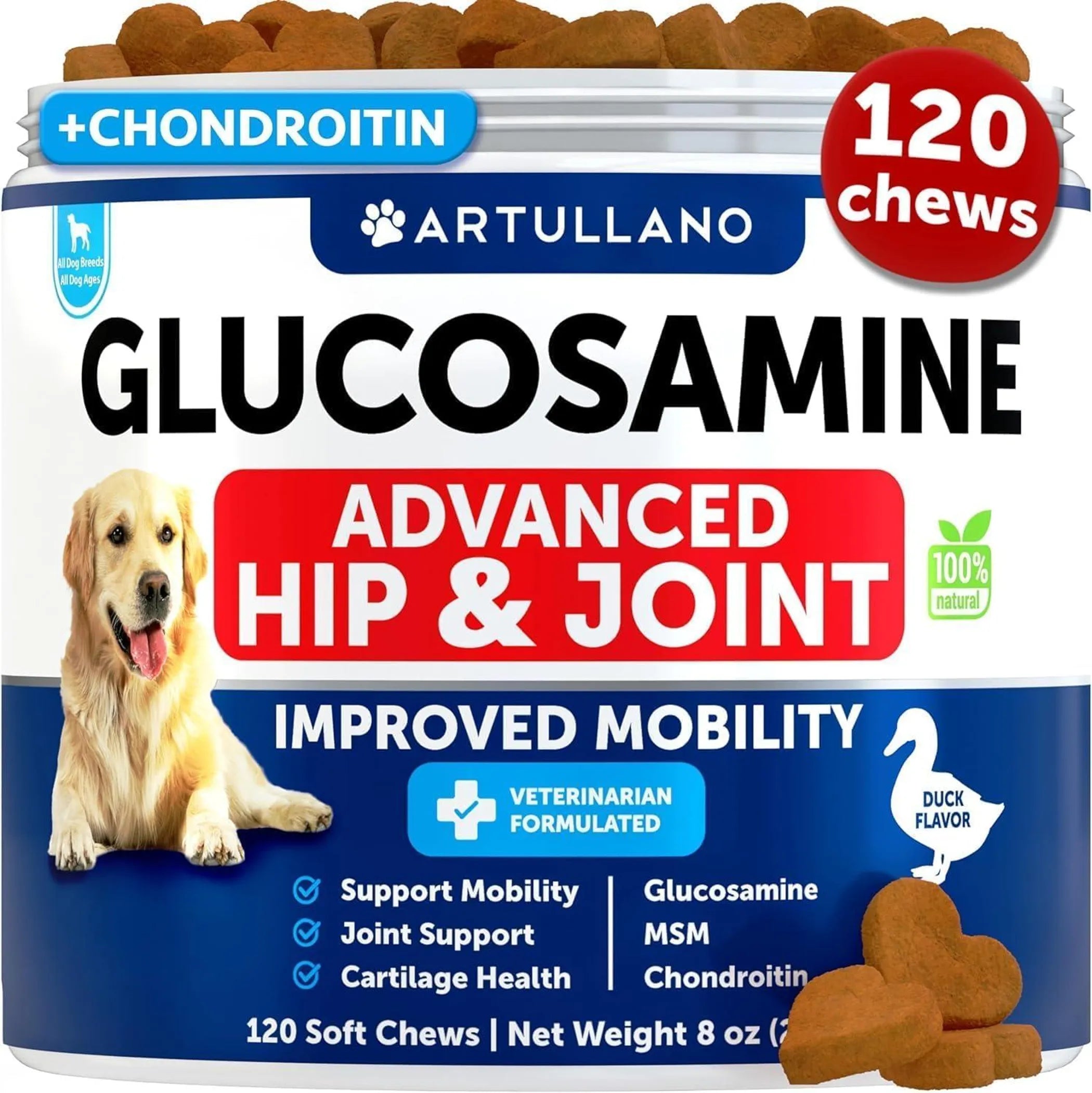 Glucosamine for Dogs Hip and Joint Supplement front view | CalmPaws