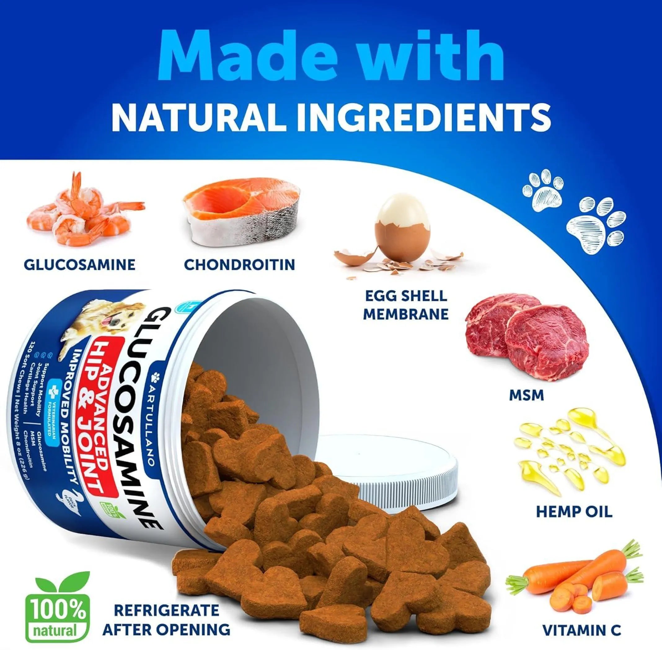 Glucosamine for Dogs Hip and Joint Supplement side view | CalmPaws