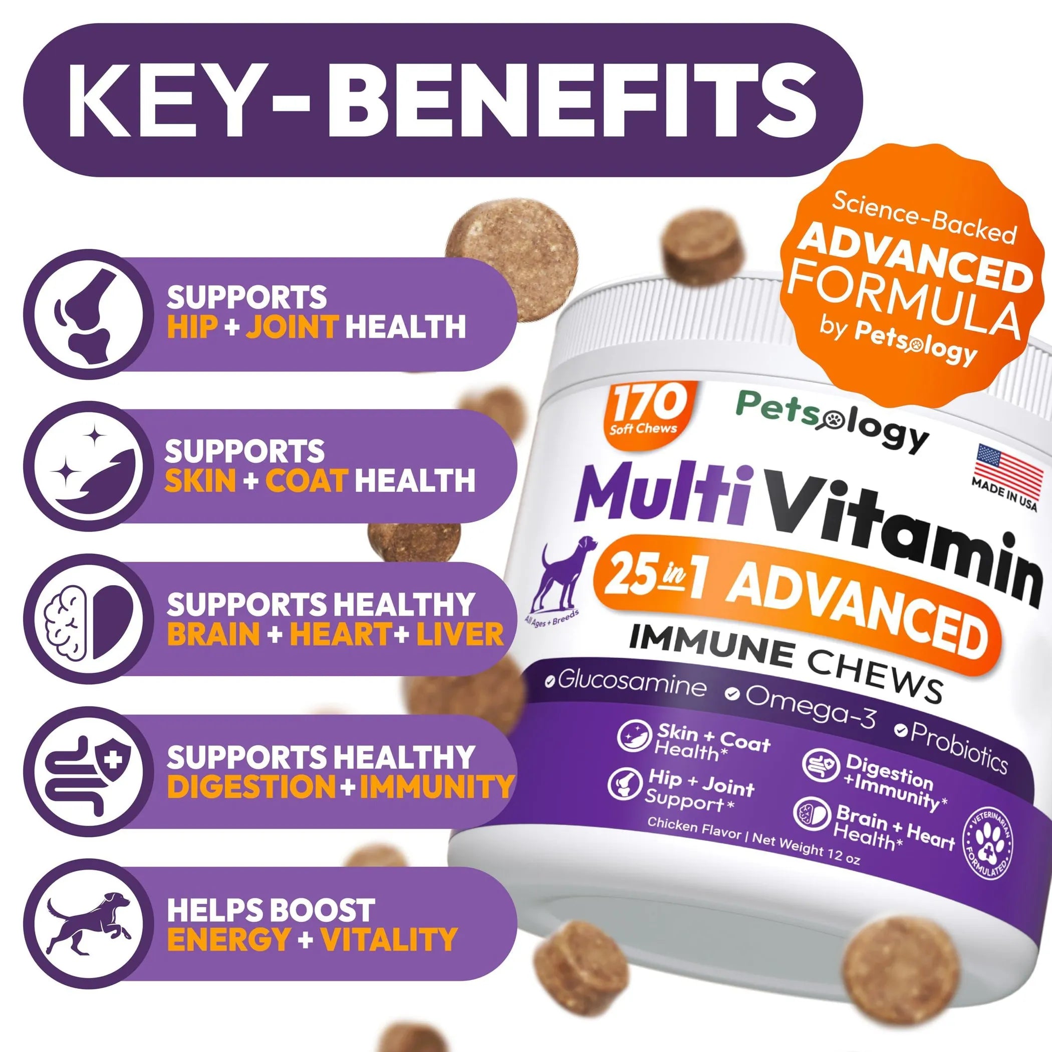 Multivitamin Chewable Dog Vitamins and Supplement packaging detail | CalmPaws