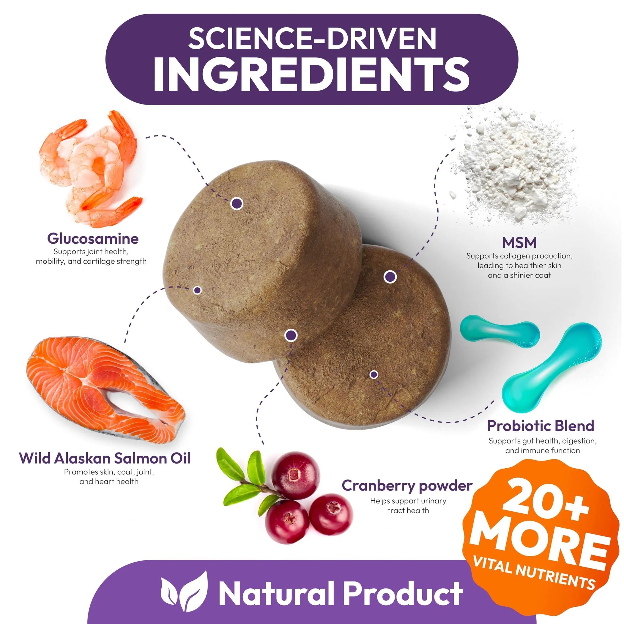 Multivitamin Chewable Dog Vitamins and Supplement side view | CalmPaws