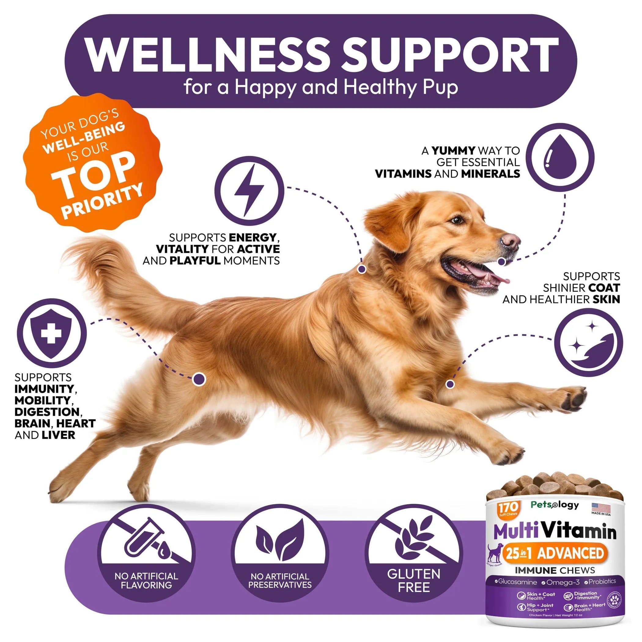 Multivitamin Chewable Dog Vitamins and Supplement back view | CalmPaws