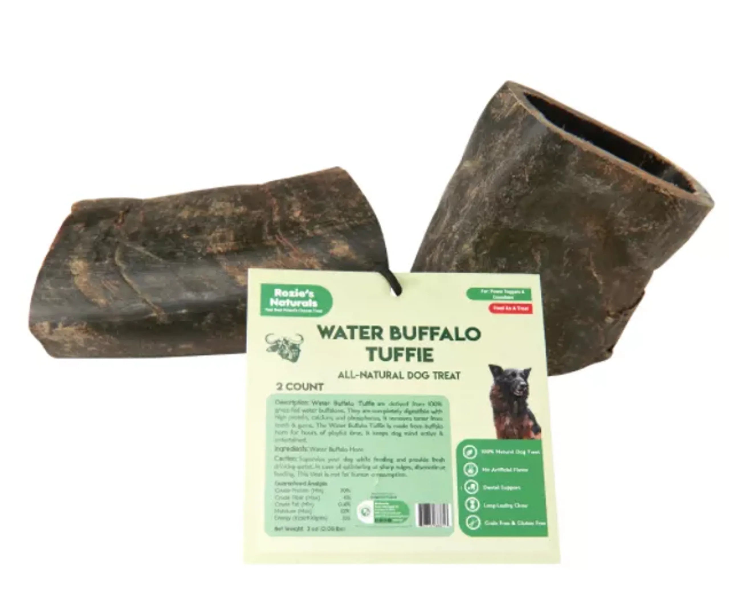 Water Buffalo Horn Dog Chew Treat front view | CalmPaws
